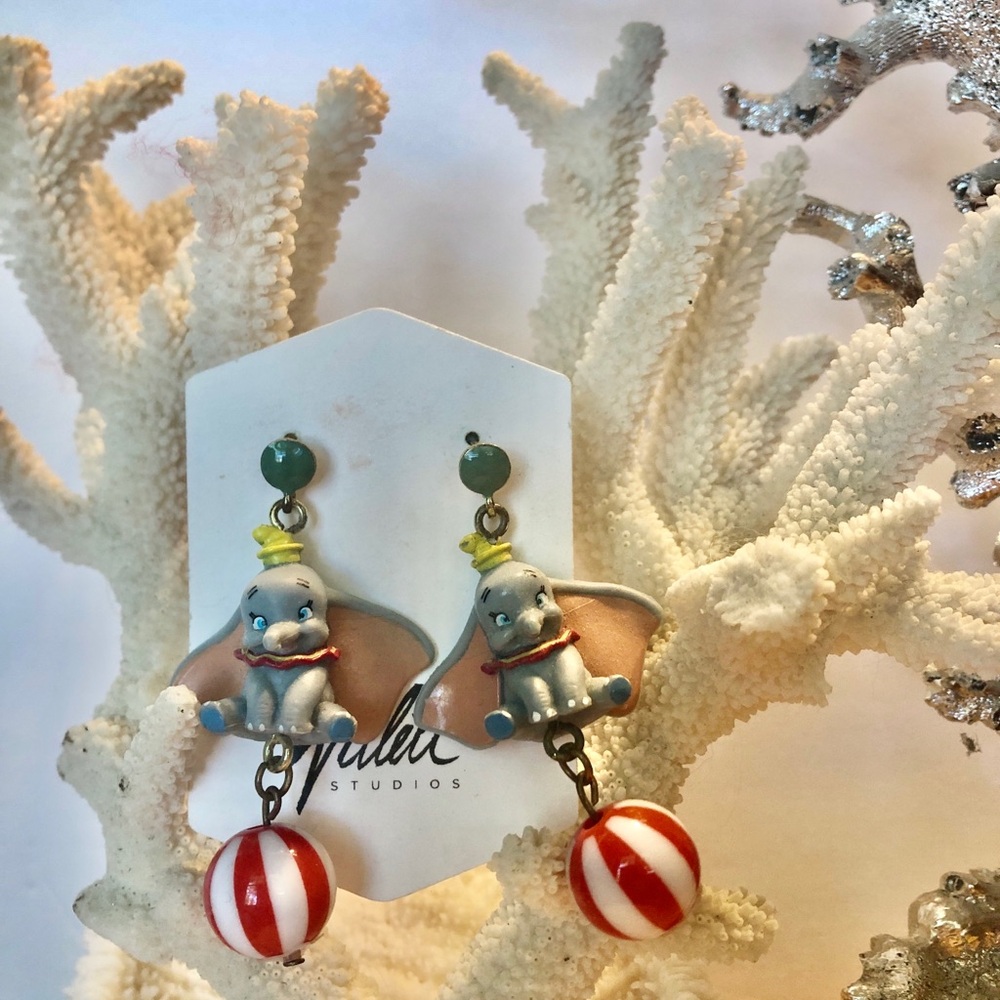 Disney Dumbo Drop Earrings - Colorful Red & Green Circus Design